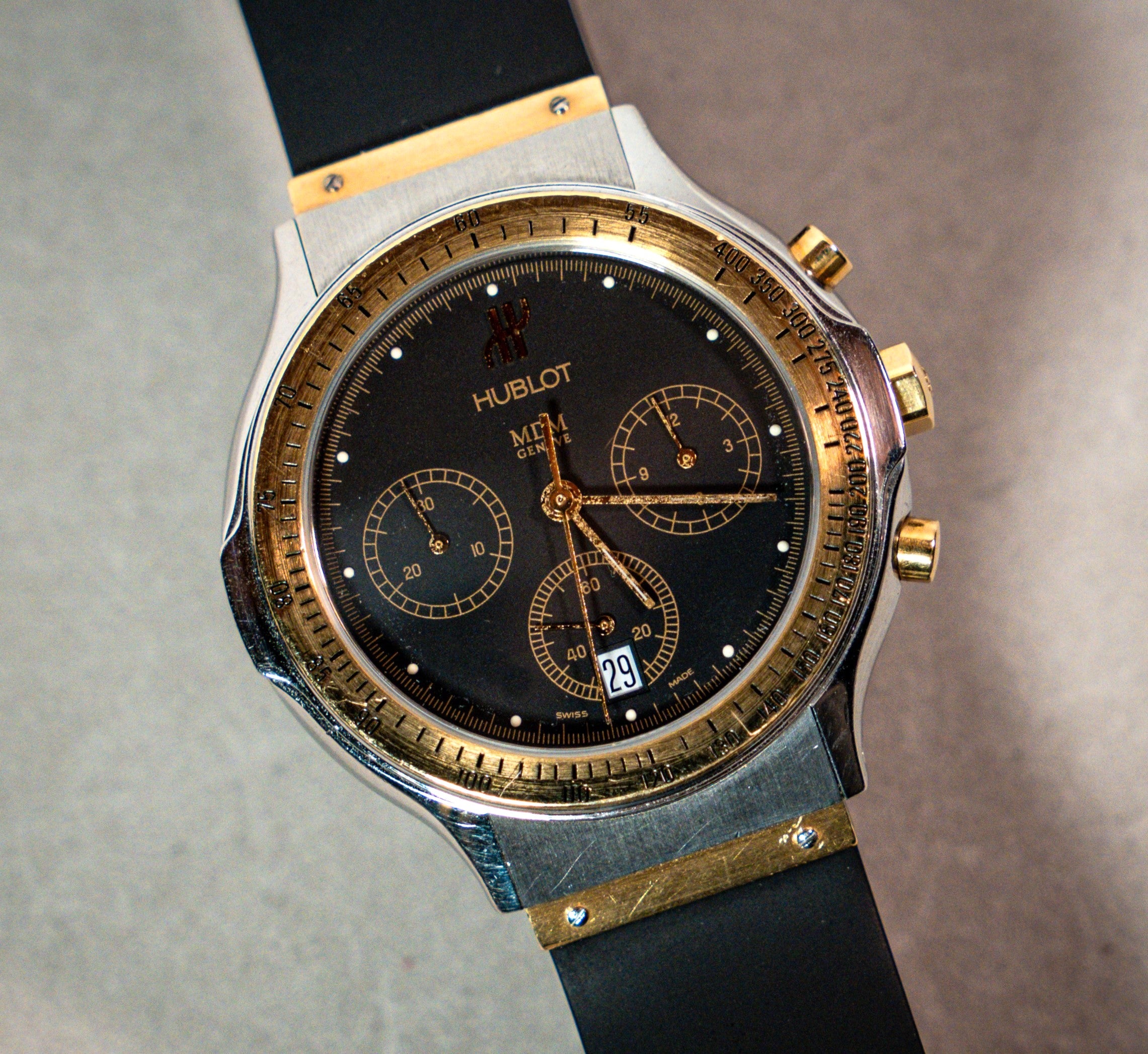 HUBLOT MDM CHRONOGRAPH GOLD AND STEEL