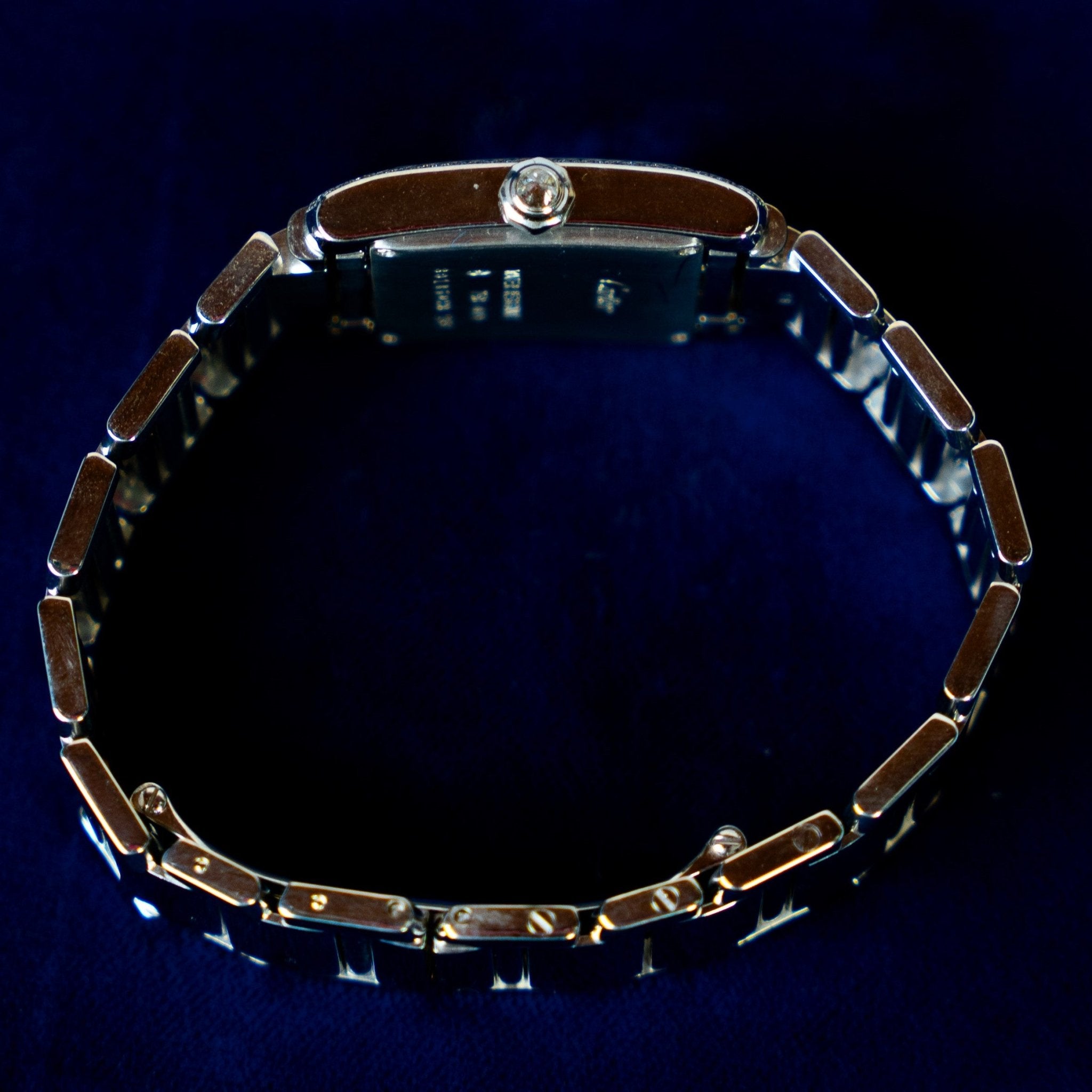 CARTIER TANK FRANCAISE OR BLANC ET DIAMANTS - montre vintage - Contre - Temps Paris