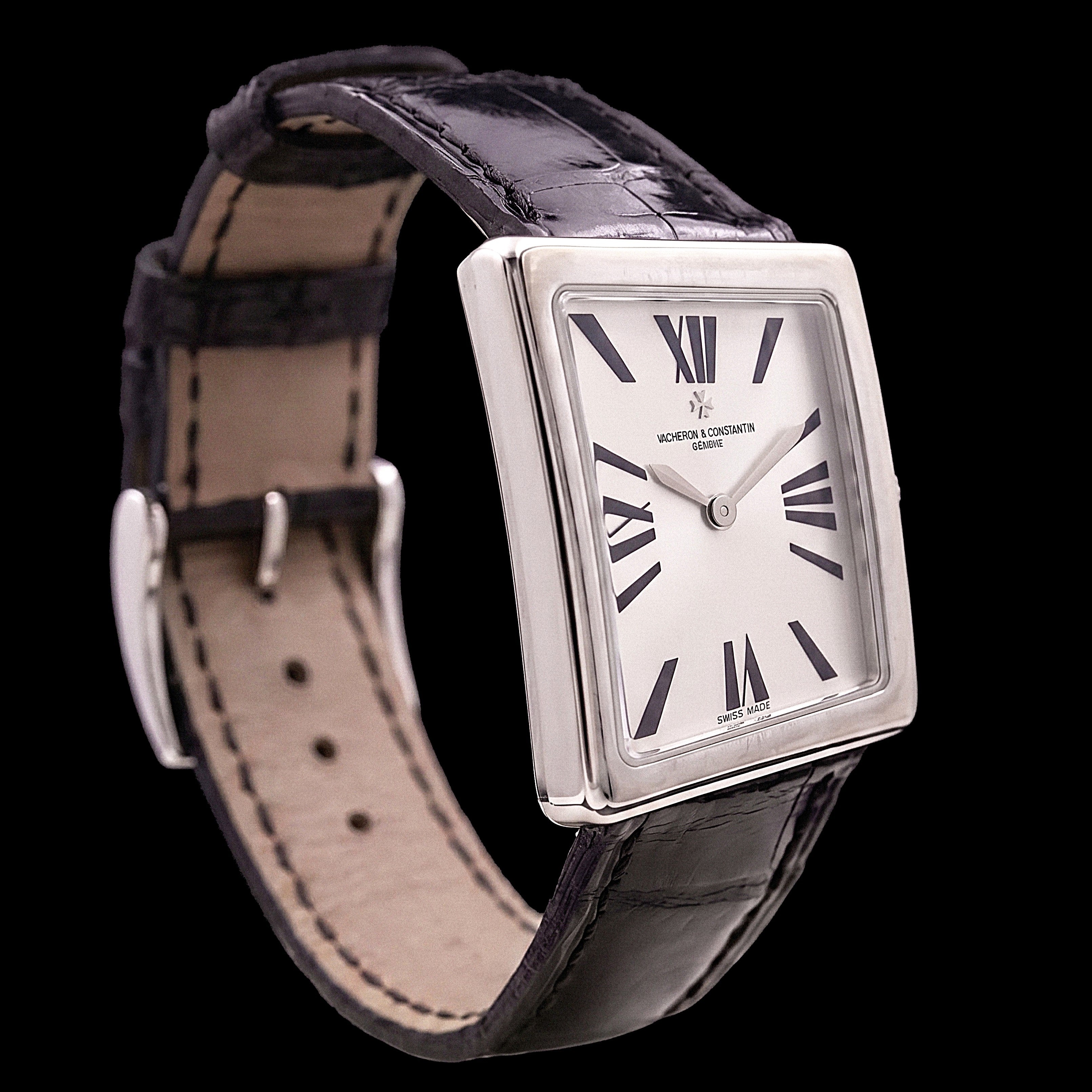 Vacheron Constantin Asymétrique 1972 Ref. 25021 white gold, mother-of-pearl dial with Roman numerals, black alligator strap